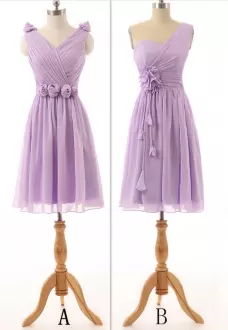 Pretty Mini Length Empire Sleeveless Lavender Bridesmaid Dresses