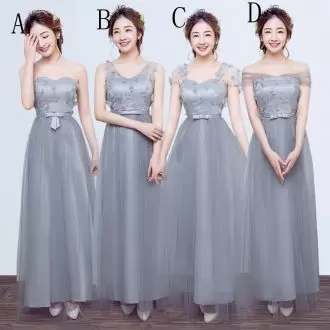 Group Buy Long Grey Dama Dress for Quinceanera with Belt