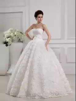 White Sweetheart Neckline Lace Wedding Dresses Sleeveless Lace Up