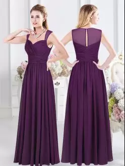 Hot Sale Sleeveless Straps Ruching Zipper Bridesmaids Dress