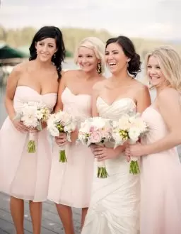 Chiffon Sweetheart Sleeveless Ruching Wedding Guest Dresses in Baby Pink