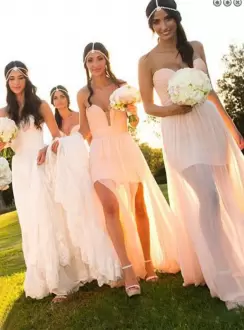 Beautiful Chiffon Sleeveless Floor Length Wedding Party Dress and Ruching