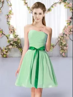 Amazing Apple Green Sweetheart Lace Up Belt Wedding Party Dress Sleeveless