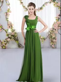 Cheap Green Sleeveless Chiffon Bridesmaid Dress with Flower