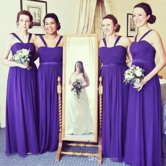 Purple Straps Ruching Wedding Guest Dresses Sleeveless