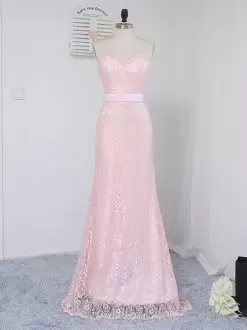 Sleeveless Sweetheart Lace Zipper Bridesmaid Dresses