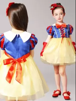 Admirable High-neck Short Sleeves Tulle Toddler Flower Girl Dress Bowknot Zipper
