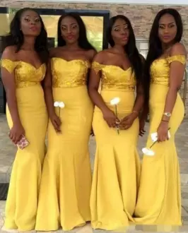 Elegant Floor Length Mermaid Sleeveless Gold Wedding Guest Dresses