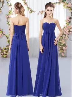Chiffon Sweetheart Sleeveless Zipper Ruching Bridesmaid Dresses in Royal Blue