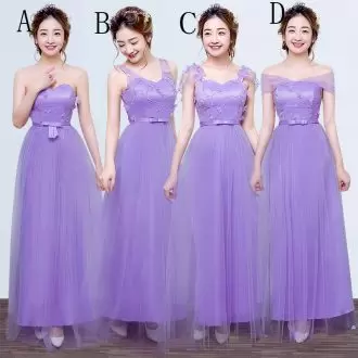 Hot Selling Floor Length A-line Sleeveless Lavender Bridesmaids Dress Lace Up