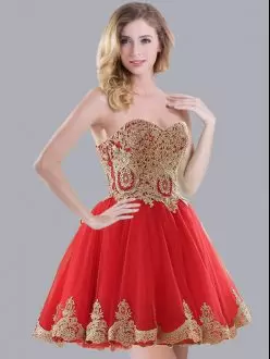 Clearance Mini Length Red Wedding Party Dress Sweetheart Sleeveless Lace Up