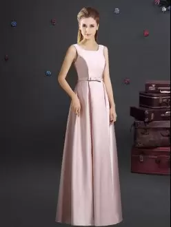 Flirting Floor Length Empire Sleeveless Pink Wedding Guest Dresses Zipper