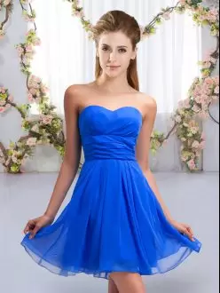 Royal Blue Sleeveless Chiffon Lace Up Bridesmaid Dress for Wedding Party