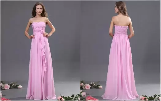Elegant Pink Empire Ruching Bridesmaid Dress Zipper Chiffon Sleeveless Floor Length