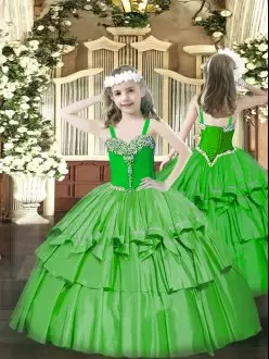 Custom Designed Green Straps Ruffled Layers Mini Quinceanera Dress