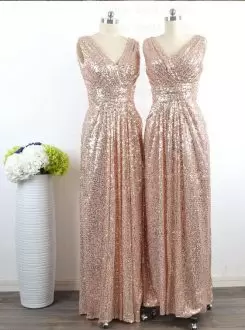 Comfortable Sweetheart Sleeveless Sequins Wedding Party Dress in Champagne