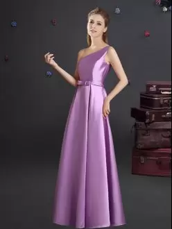 Lilac Sleeveless Bowknot Floor Length Wedding Party Dress