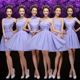 Different Style Lilac Short Chiffon Bridesmaid Dress Wholesale Price