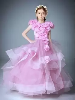 Beautiful Baby Pink 3D Flowers Ruffled Flower Girl Dress for Less