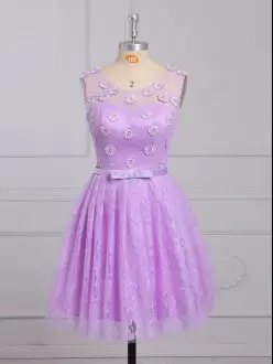 Amazing Lilac Sleeveless Lace Lace Up Quinceanera Court Dresses for Prom and Party and Wedding Party