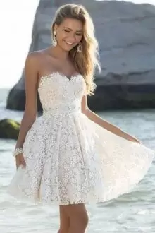 Perfect Sweetheart White All Lace Short Wedding Dress