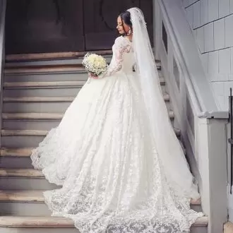 Discounted Long Sleeves Off The Shoulder Court Train Lace Wedding Dress