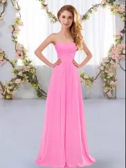 Rose Pink Sweetheart Neckline Ruching Wedding Party Dress Sleeveless Lace Up