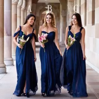 Royal Blue Sleeveless Satin and Chiffon Lace Up Wedding Guest Dresses for Party and Wedding Party