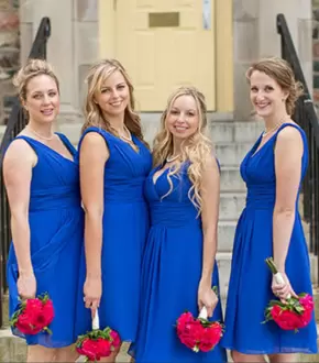 High Class Royal Blue Sleeveless Satin and Chiffon Lace Up Bridesmaids Dress for Party and Wedding Party