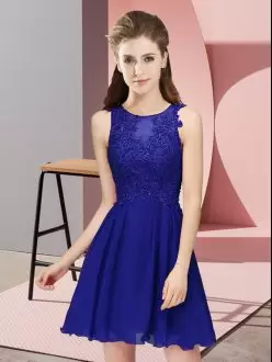 Custom Design Mini Length Empire Sleeveless Royal Blue Dama Dress Zipper