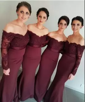 Burgundy Long Sleeves Bridesmaid Dresses for Party and Wedding Party