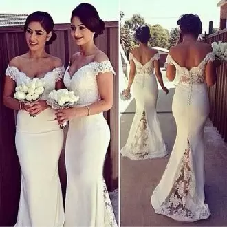 Cap Sleeves Off The Shoulder Lace Clasp Handle Wedding Guest Dresses