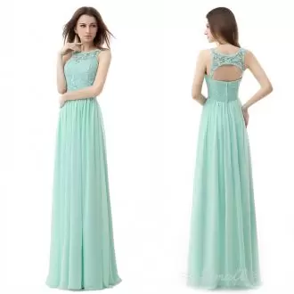 Fashionable Green Sleeveless Chiffon Zipper Bridesmaid Gown for Party and Wedding Party